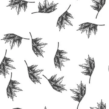 Seamless pattern maple leaf sketch hand drawn 库存插图