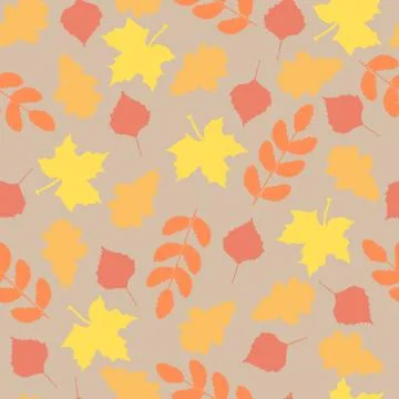 Seamless pattern . maple leaves, birch leaves, oak leaves and rowan leaves on Illustrazione stock