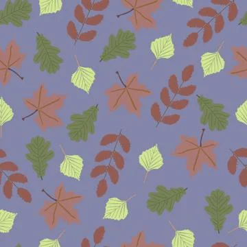Seamless pattern . maple leaves, birch leaves, oak leaves and rowan leaves on Stockillustratie