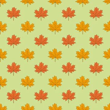 Seamless pattern of maple leaves. Golden autumn. vector cartoon  background Stock Illustration