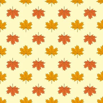 Seamless pattern of maple leaves. Golden autumn. vector cartoon  background Illustrazione stock