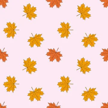 Seamless pattern of maple leaves. Golden autumn. vector cartoon  background Stock Illustration