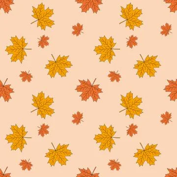 Seamless pattern of maple leaves. Golden autumn. vector cartoon  background Stock Illustration