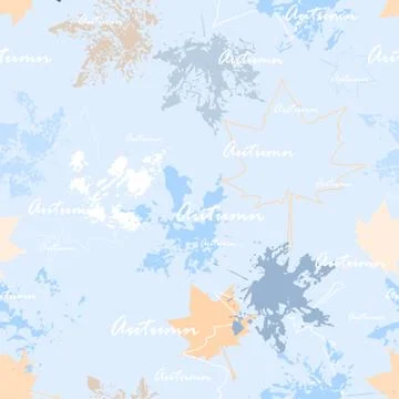 Seamless pattern with maple leaves imprints Stock Illustration