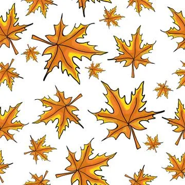 Seamless pattern with maple leaves on an isolated background. Windy colored Illustrazione stock