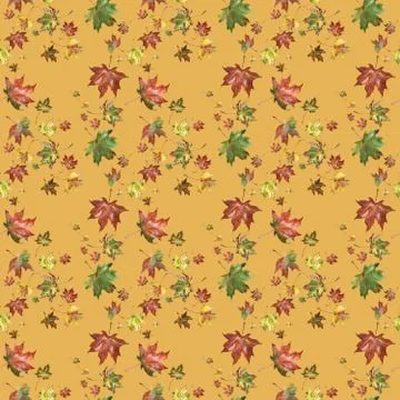 Seamless Pattern with Maple Leaves in red, ocher and yellow colors 스톡 일러스트