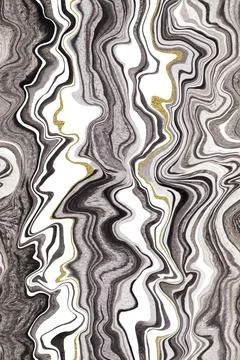 Seamless pattern marble white with black gold veins watercolor Stock Illustration