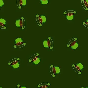 Seamless pattern march leprechaun green hat cartoon vector Illustrazione stock