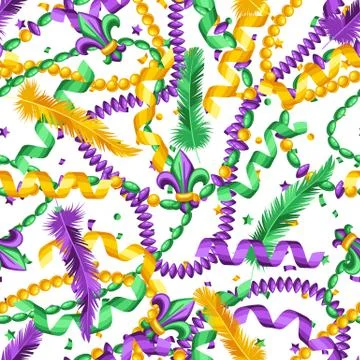 Seamless pattern in Mardi Gras colors. Illustrazione stock