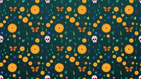 Seamless pattern of marigolds 库存影片 348259176