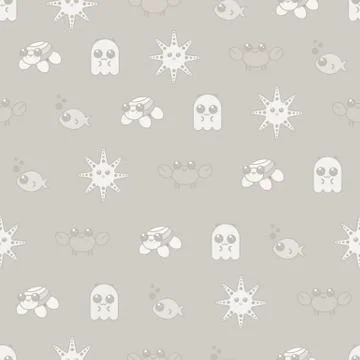 Seamless pattern marine Doodle vector set Stock Illustration