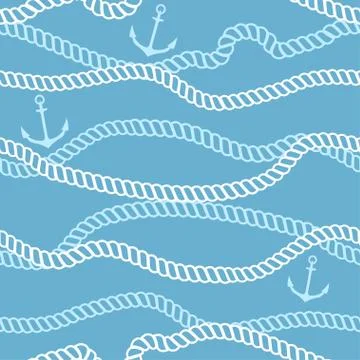 Seamless pattern with marine rope and anchors Stock Illustration