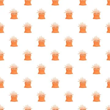 Seamless pattern with marine sea anemone organisms Stockillustratie