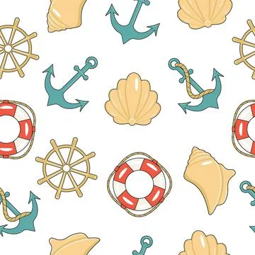 Seamless pattern on a marine theme Stock Illustration