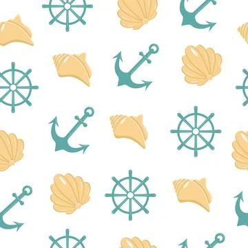 Seamless pattern. Marine theme Stock Illustration