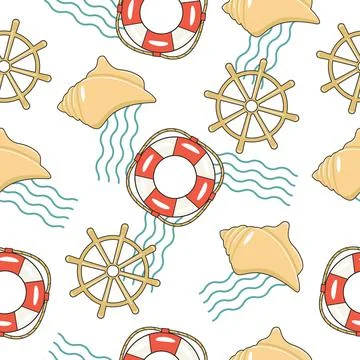 Seamless pattern on a marine theme Stock Illustration