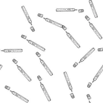 Seamless pattern marker stationery sketch hand drawn Stock Illustration