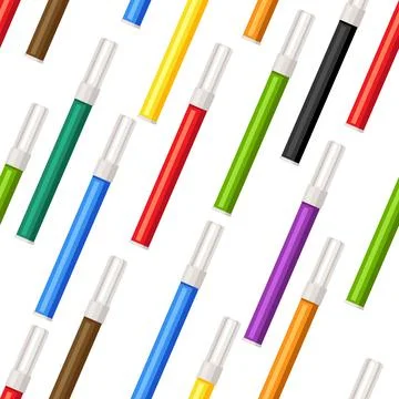 Seamless pattern with markers. Painter tools and materials. Art supplies for 스톡 일러스트