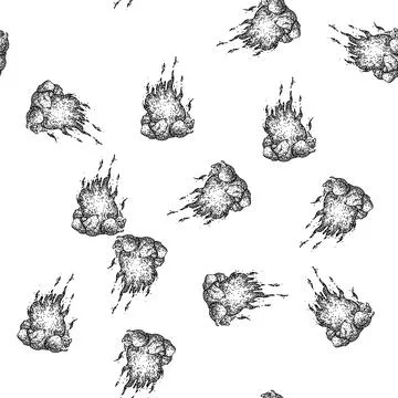 Seamless pattern marshmallows campfire sketch hand drawn Stock Illustration