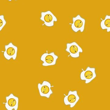Seamless pattern mascot egg character cartoon vector Stock Illustration