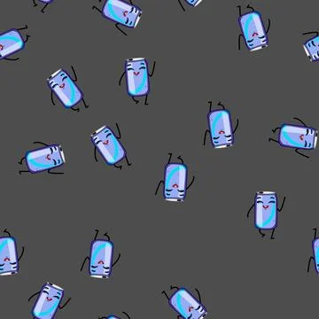 Seamless pattern mascot soda can character cartoon vector Stock Illustration