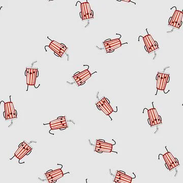 Seamless pattern mascot soda cup character cartoon vector イラスト素材