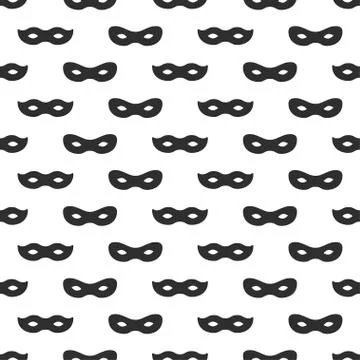 Seamless pattern with mask. Black and white carnival simple design. Superhero Illustrazione stock