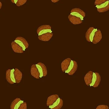Seamless pattern matcha cream filling in chocolate choux pastry dessert Illustrazione stock