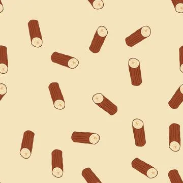 Seamless pattern material wood log cartoon vector Stockillustratie