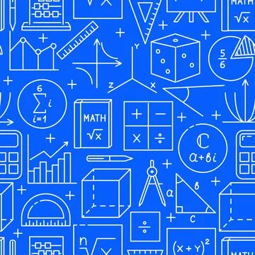 Seamless pattern with math symbols in line style Stock Illustration