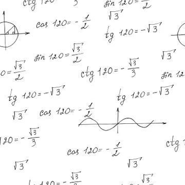 Seamless pattern with a mathematical formula, a graph, labeled vector sink il Stock Illustration