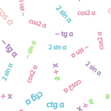 Seamless pattern with mathematical formulas and numbers. Algebra and geomet.. Illustrazione stock