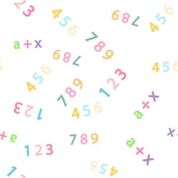 Seamless pattern with mathematical formulas and numbers. Algebra and geometry Stock Illustration