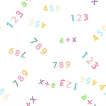 Seamless pattern with mathematical formulas and numbers. Algebra and geometry Stock Illustration