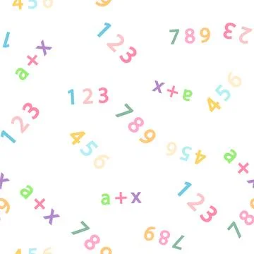 Seamless pattern with mathematical formulas and numbers. Algebra and geometry Stock Illustration