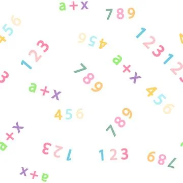 Seamless pattern with mathematical formulas and numbers. Algebra and geometry Illustrazione stock