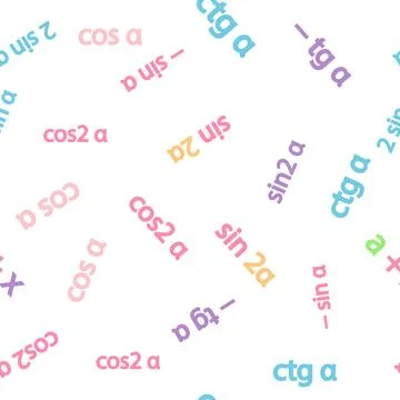 Seamless pattern with mathematical formulas and numbers. Algebra and geomet.. Stock Illustration