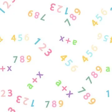 Seamless pattern with mathematical formulas and numbers. Algebra and geometry Stock Illustration