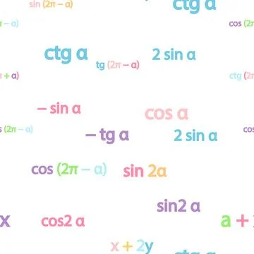 Seamless pattern with mathematical formulas and numbers. Algebra and geometry Stock Illustration
