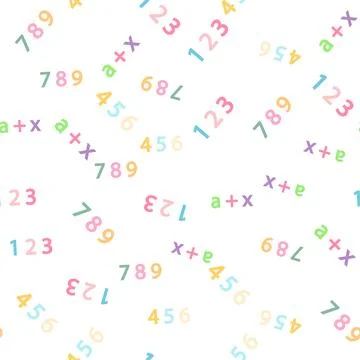 Seamless pattern with mathematical formulas and numbers. Algebra and geometry Stock Illustration