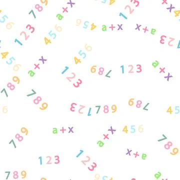 Seamless pattern with mathematical formulas and numbers. Algebra and geometry Stock Illustration