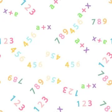 Seamless pattern with mathematical formulas and numbers. Algebra and geometry Stock Illustration