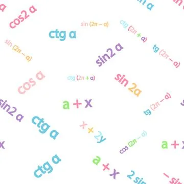 Seamless pattern with mathematical formulas and numbers. Algebra and geometry Stock Illustration