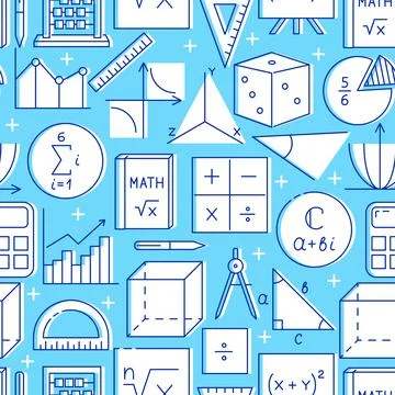 Seamless pattern with mathematics symbols in line style Stock Illustration