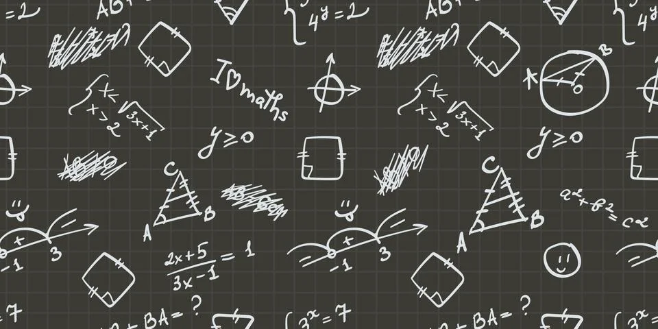 Seamless pattern maths formulas black paper Stock Illustration