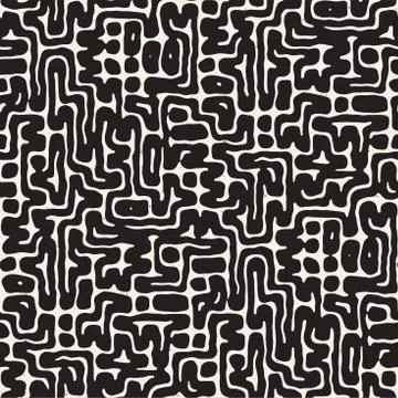 Seamless pattern with maze lines. Monochrome abstract background. Vector hand 스톡 일러스트