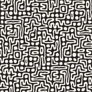 Seamless pattern with maze lines. Monochrome abstract background. Vector hand イラスト素材