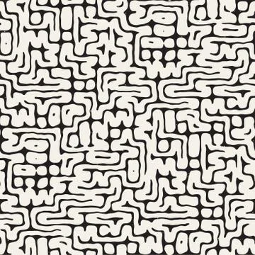 Seamless pattern with maze lines. Monochrome abstract background. Vector hand イラスト素材