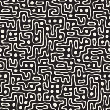 Seamless pattern with maze lines. Monochrome abstract background. Vector hand 库存插图