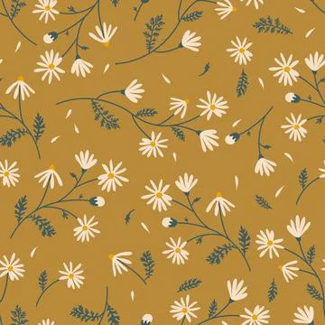 Seamless pattern with meadow flowers Stock Illustration